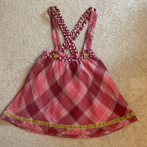 Matilda Jane You & Me Brushed Flannel Overall Plaid Jumper Skirt w/ Pockets 12
